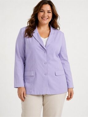 Adolfo Studio Plus-Size Lilac Single-Breasted Blazer Jacket 14L